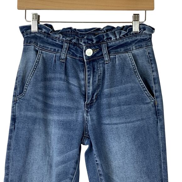 Ashley Mason Jeans Womens 5 Blue Denim Slim Cuffed Gathered Waist Accent - Picture 2 of 9